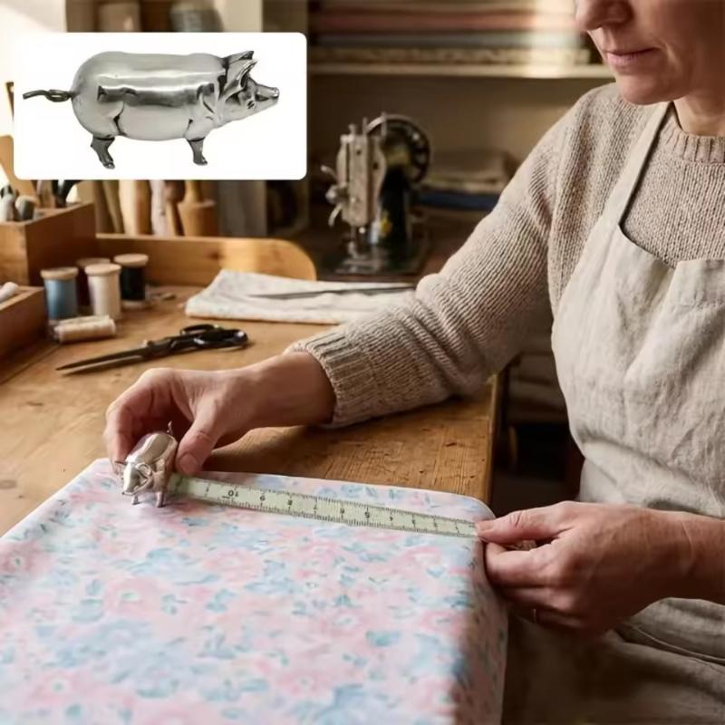 (Ce14)Antique Pig Mini Tape Me - Sewing Gauge Ruler recension och pris